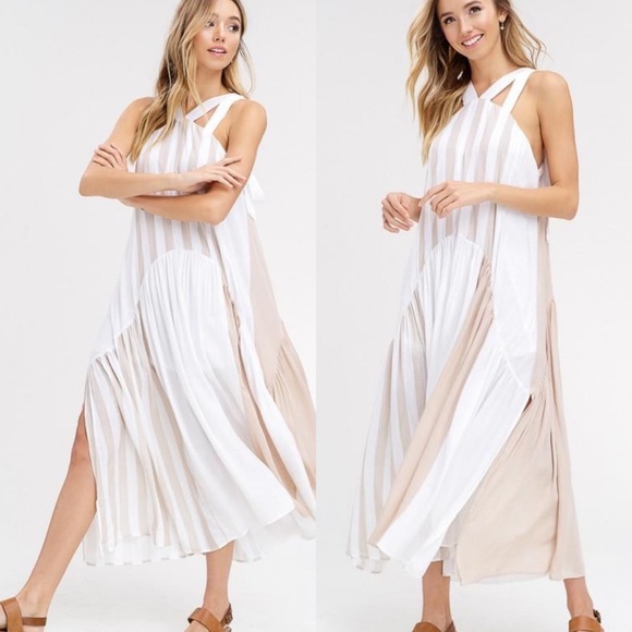 neutral color maxi dress